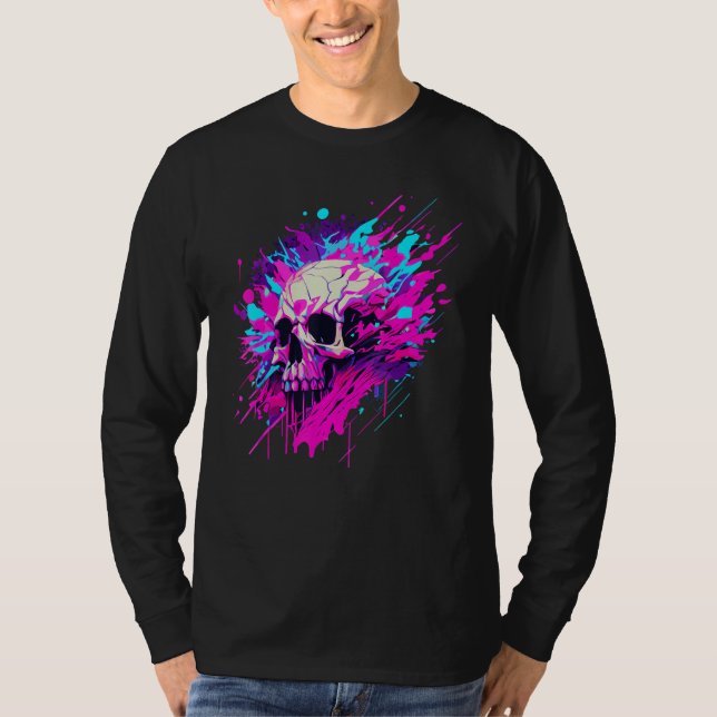 Camiseta Vaporwave Skull Urban Aesthetic Pastel Goth Street (Frente)