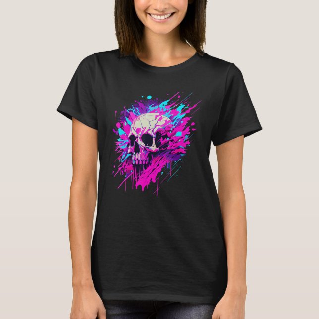 Camiseta Vaporwave Skull Urban Aesthetic Pastel Goth Street (Frente)
