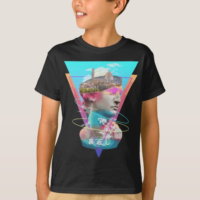 Camiseta Vaporwave Statue David Bust & Florence Itália Land (Frente)