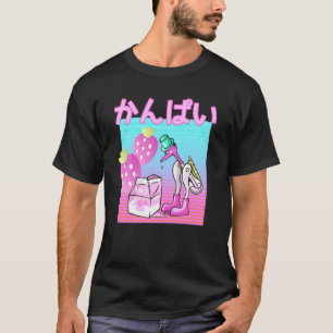 Camiseta Vaporwave Strawberry Milk Bebendo Bird Kanpai Dive