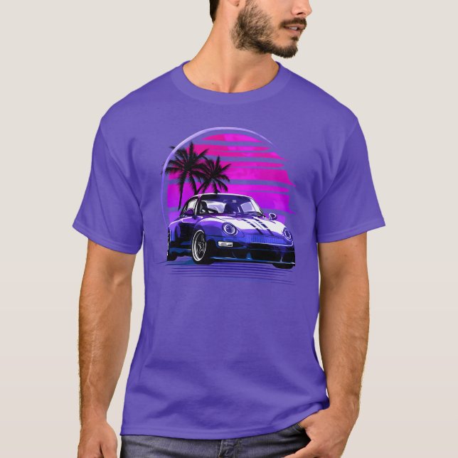 Camiseta Vaporwave Sunset 80S Car retro friends friend (Frente)