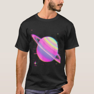 Camiseta Vaporwave Synthwave Glitch Saturn 80s 90s Y2K Aest