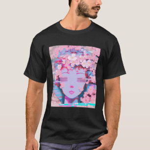 Camiseta Vaporwave Synthwave Retrowave Glitch Flor de Cerej