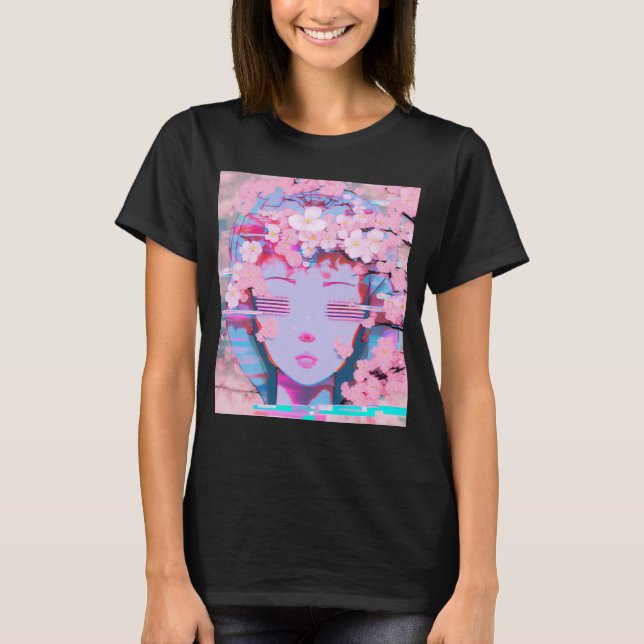 Camiseta Vaporwave Synthwave Retrowave Glitey Blosso (Frente)