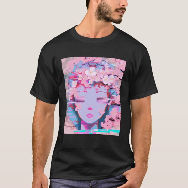 Camiseta Vaporwave Synthwave Retrowave Glitey Blosso (Frente)