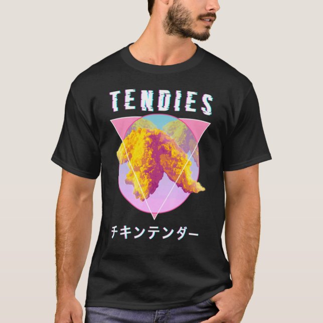 Camiseta Vaporwave Tendies Chicken Tendies Japonês Kanji G (Frente)