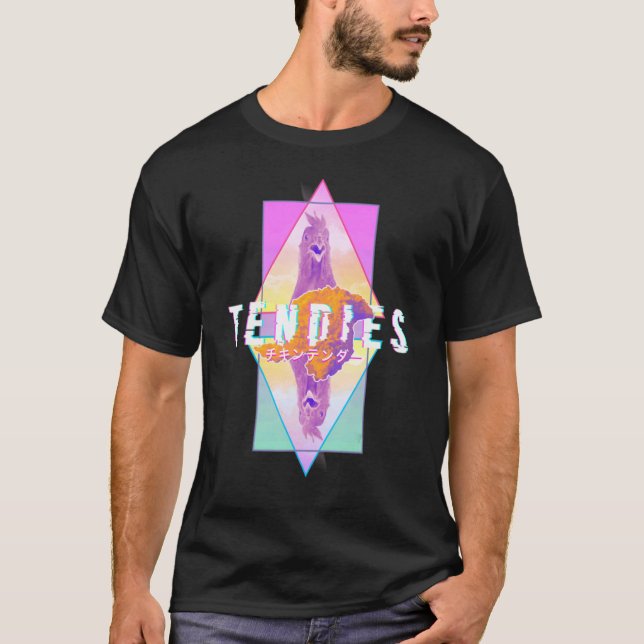 Camiseta Vaporwave Tendies Chicken Tendies Japonês Kanji G (Frente)