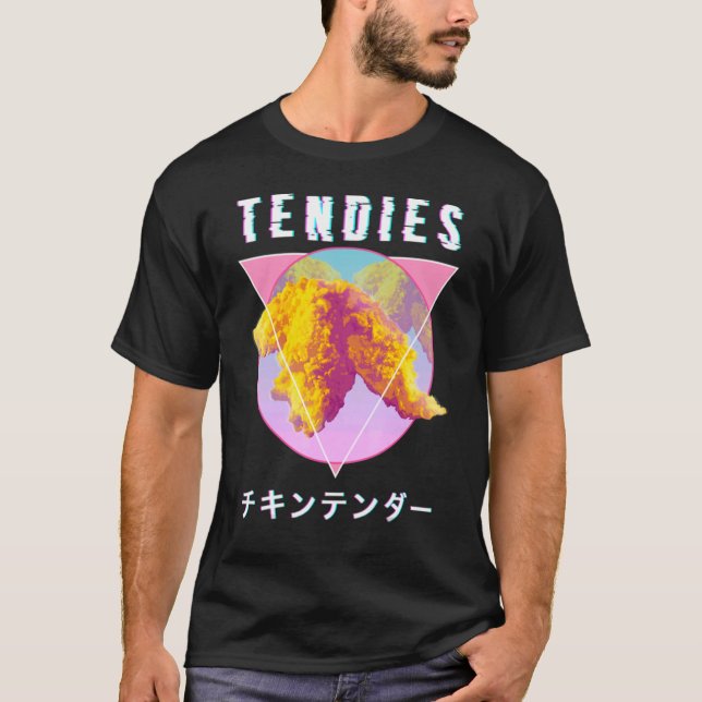 Camiseta Vaporwave Tendies Chicken Tendies Japonês Kanji G (Frente)
