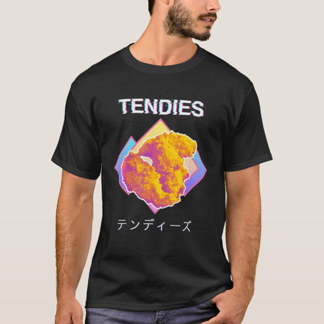Camiseta Vaporwave Tendies Chicken - Tendies Kanji Japonês (Frente)