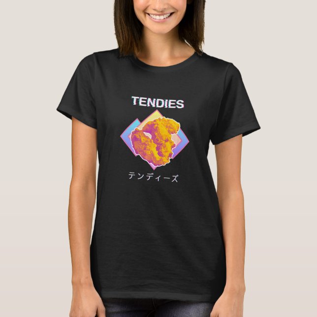 Camiseta Vaporwave Tendies Chicken - Tendies Kanji Japonês (Frente)