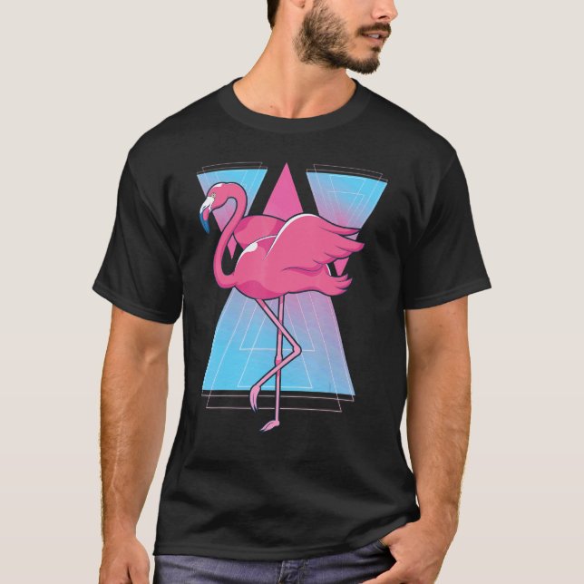 Camiseta Vaporwave Tropical Bird Exotic Animal rosa Fla (Frente)