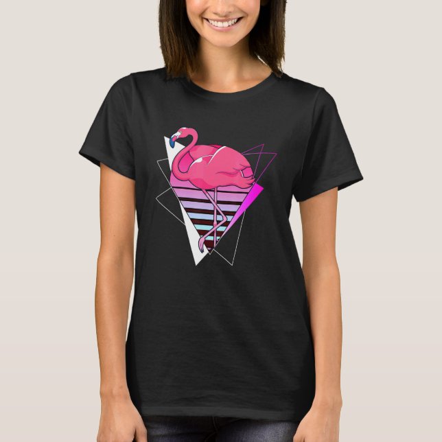 Camiseta Vaporwave Tropical Bird Zoo Animal 80s Art Pink Fl (Frente)