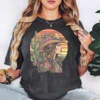 Vaqueira Boho Pôr do Sol no Deserto Cactus Flores