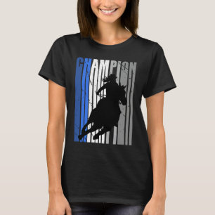 Camiseta Vaqueira Campeã de Cavalgada de Barril Azul Retro