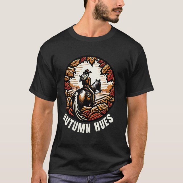 Camiseta Vaqueira, cavaleira. Tons de outono. (Frente)