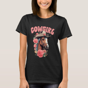 Camiseta Vaqueira Cavalo Western Gráfico Antigo Vaqueira