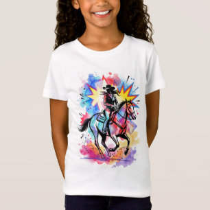 Camiseta Vaqueira Colorida Cavalo Aquarela Pop Art