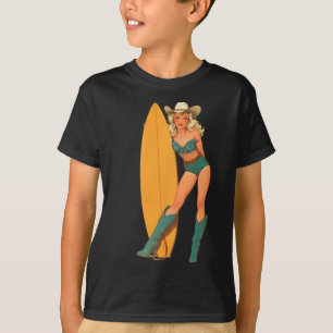 Camiseta Vaqueira Costeira Ocidental País Surfando Garota S