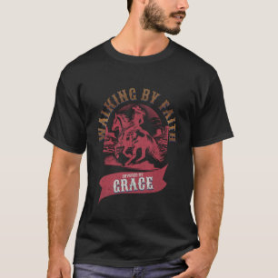 Camiseta Vaqueira Cristã Graça Coberta Ocidental Jesus Fait