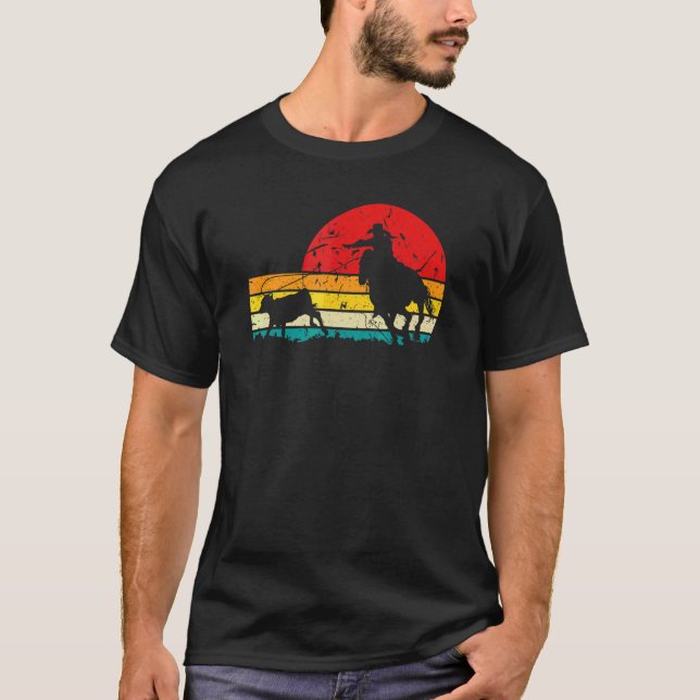 Camiseta Vaqueira de Amarração Separada Gráfico de Rodeio R (Frente)