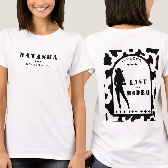 Camiseta Vaqueira de Estampa de Vaca de Damas de Honra Desp (cow print cowgirl bridesmaid bachelorette party t-shirt)