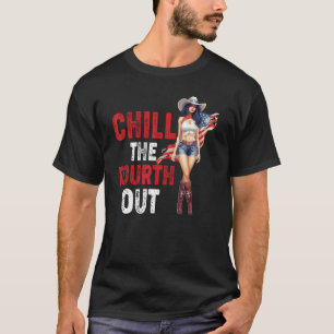 Camiseta Vaqueira do Oeste Feliz 4 de Julho Esfrie o Quatro