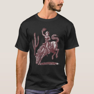 Camiseta Vaqueira em Bronco Indomável Deserto Retro Oeste