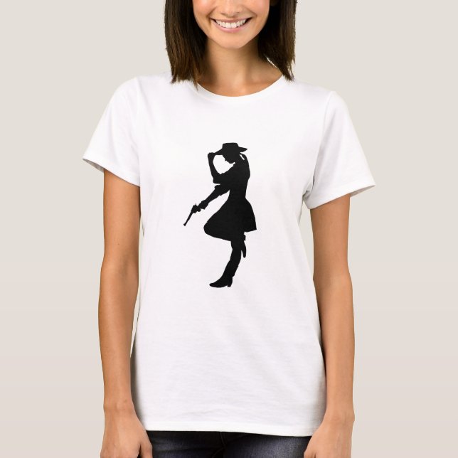 Camiseta Vaqueira Glam da menina da arma (Frente)