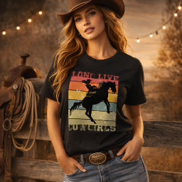 Camiseta Vaqueira Gráfica Ocidental Negrita Cavalgando Cava