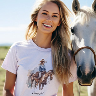 Camiseta Vaqueira Morena de Aquarela Ocidental, personaliza