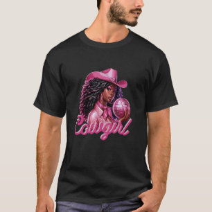 Camiseta Vaqueira Negra Retro Western Mulheres Afro-America