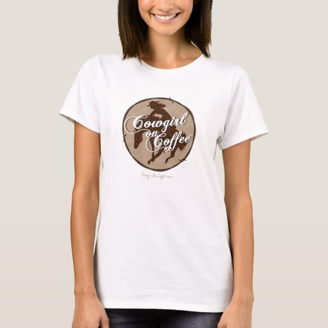 Camiseta "Vaqueira o tanque verde das mulheres no café" (Frente)