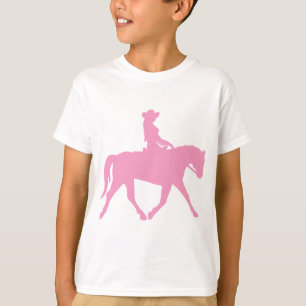 Camiseta Vaqueira que monta seu cavalo (rosa)