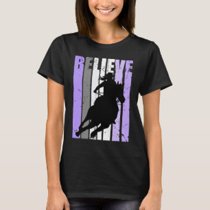 Camiseta Vaqueira Roxa Corrida De Barril Cavalgando Cavalei