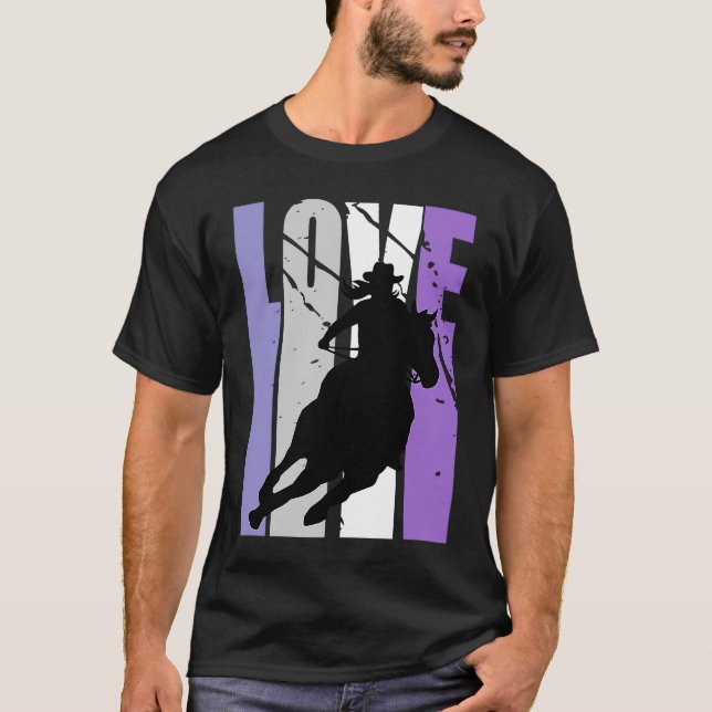 Camiseta Vaqueira Roxa Meninas Rodeio Corrida de Barril Cor (Frente)
