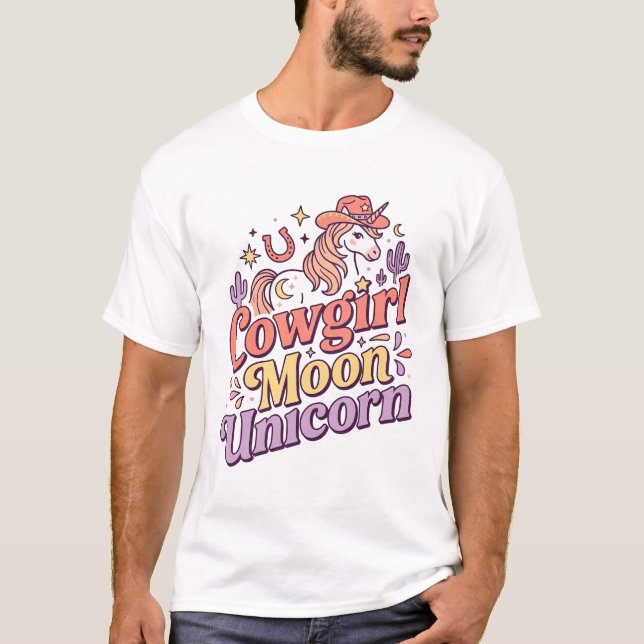 Camiseta Vaqueira Unicórnio Lua Unicórnio Design de Mercado (Frente)