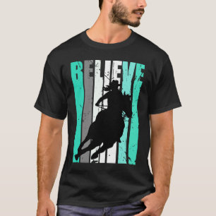 Camiseta Vaqueira Verde Corrida De Barril Cavalgando Cavale