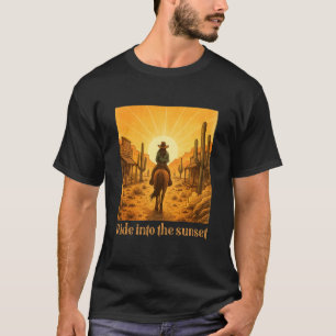 Camiseta Vaqueira Western Vintage Cavalgada Para O Pôr Do S