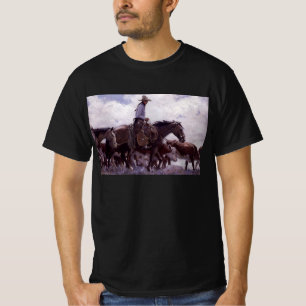 Camiseta Vaqueiro Antigo com seu Rebanho de Gado por Koerne