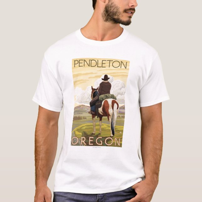 Camiseta Vaqueiro & cavalo - Pendleton, Oregon (Frente)