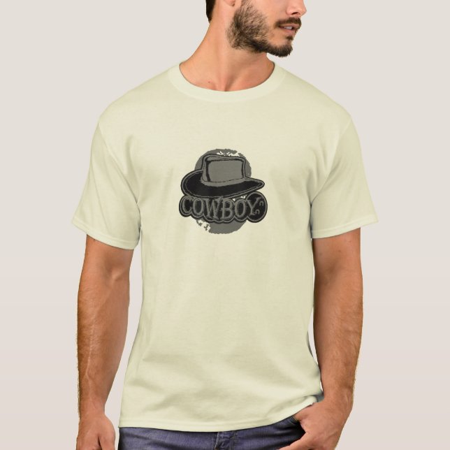 Camiseta Vaqueiro! Chapéu! Preto e cinza (Frente)
