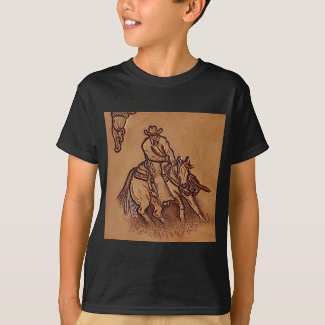 Camiseta Vaqueiro de couro ocidental do rodeio da equitação (Frente)