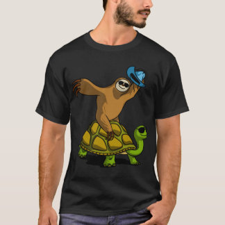 Camiseta Vaqueiro de preguiça montando tartaruga vintage