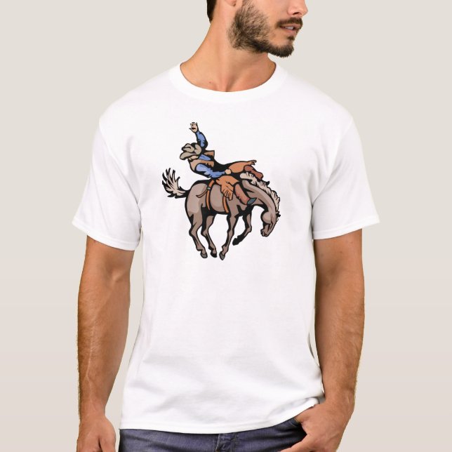 Camiseta vaqueiro de rodeio e cavalo de caça (Frente)