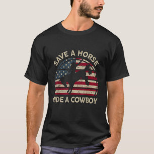Camiseta Vaqueiro de Rodeio Vintage Ocidental País Cavalo E