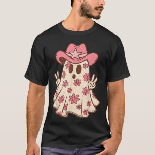 Camiseta Vaqueiro do Halloween Ocidental Ghost Boo Pink