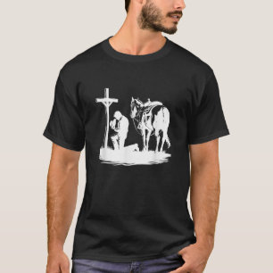 Camiseta Vaqueiro Orando Cruz ajoelhada Bíblia Ocidental Je