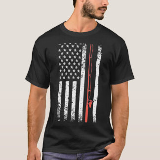 Camiseta Vara de Pesca Americana Bandeira Pescador