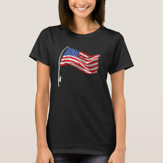 Camiseta Vara de Pesca da Bandeira Americana 4 de Julho Pat