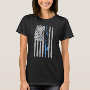 Camiseta Vara de Pesca da Bandeira Americana Linha Azul Vin